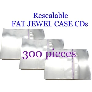 Resealable Outer Plastic Sleeves for FAT TYPE DOUBLE CD Jewel Cases 300 pieces - Picture 1 of 4