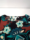 Chico's Women's Tunic Size 2 Brown Black Teal Floral 3/4 Sleeve Stretch Shirt