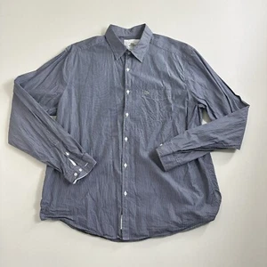 Camisa Lacoste ajustada a medida manga larga abotonada azul a rayas para hombre talla 45 - Imagen 1 de 9