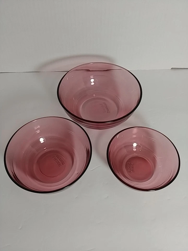 Set of 3 Social Studies Nesting Prep Bowls FabFitFun Small Mauve Cranberry Color - Image 1 of 4