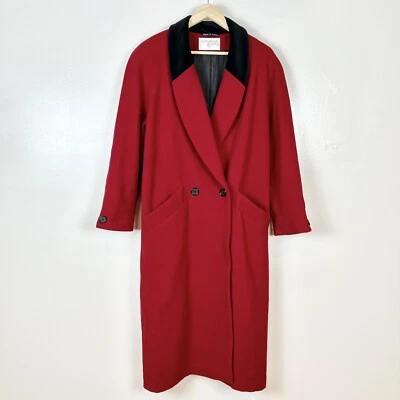 Vintage International Scene Size 8 Red Long Coat Jacket Doubled Breasted - Image 1 of 4