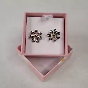 Sterling Silver 925 Daisy Flower Stud Earrings in Box Jewelry - Foto 1 di 5
