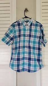 Old Navy Mens Shirt Button Up The Classic Shirt Large Blue White Plaid Slim Fit - Bild 1 von 7
