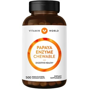 Vitamin World Papaya Enzyme Natural Digestive Health 500 Chewable Tablets - Picture 1 of 3