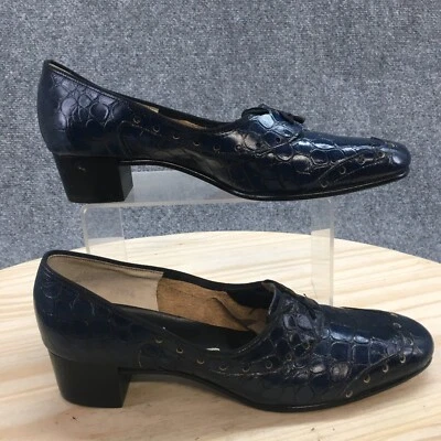 Sbicca Shoes Womens 8.5 N Loafers Block Heels Croc Print Blue Patent Leather - Image 1 of 4