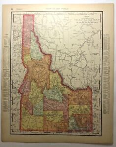 1900 Vintage IDAHO Atlas Map Original Antique - Philadelphia Public Ledger