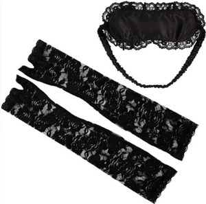 Lingadore Rosie Lace Gloves & Black Satin Eye Mask Set Roleplay New in box - Picture 1 of 5