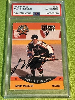 Mark Messier signed 1990 Pro Set #349 PSA/DNA Edmonton Oilers COA AUTO X - Image 1 of 2