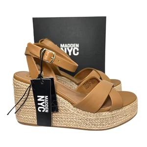 Sandalias de cuña Madden NYC con tiras para mujer talla 6-11 beige correa con hebilla ajustable - Imagen 1 de 11