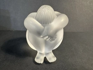 Lalique Crystal Nude Figurine Meditating Sitting Arms Folded MINT! - Picture 1 of 6