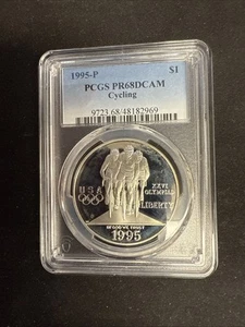 1995-P Olympic Cycling Commemorative Dollar PR68 DCAM PCGS Blue Label ***** - Picture 1 of 2