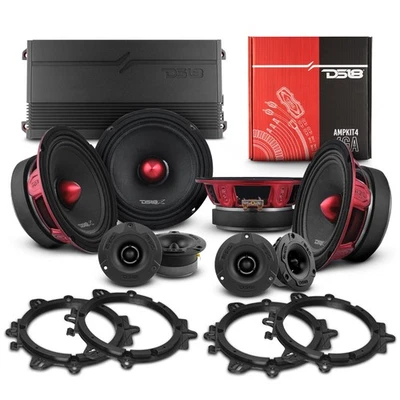 DS18 6.5″ Midrange Speakers w/ Bullet, Tweeters, Amplifier and Installation Kit - Image 1 of 4