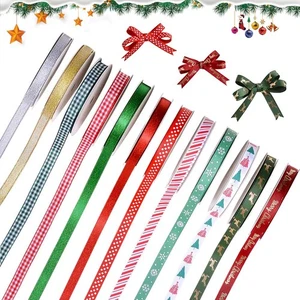 Weihnachtsband Ripsband 3/8" Weihnachten Band Set für Geschenkverpackung Schleifen... - Bild 1 von 8