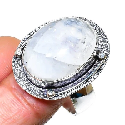 Rainbow Moonstone Gemstone 925 Sterling Silver Jewelry Ring Size 10.5 s733 - Image 1 of 3