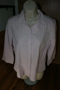 GH Bass & Co Women's size M Button Shirt Stripped RN36545 button down 3/4 sleeve - Picture 1 of 8