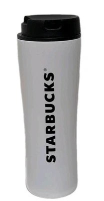 Starbucks Black & White 16oz Stainless Steel Travel Mug Cup Hot/Cold NEW - Image 1 of 4