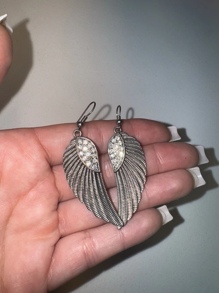 Pendientes colgantes de cristal alas de ángel 🪽 gancho plateado Foto 1 de 4