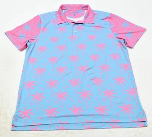 Chubbies Performance Poloshirt Herren Large blau rosa Palmen Stretch Golf - Bild 1 von 11