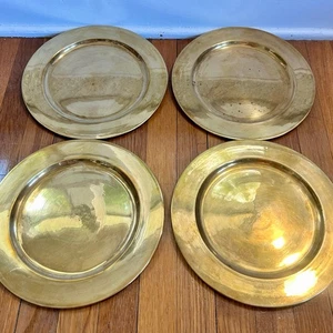 Set of 4 Vintage Solid Brass Charger Plates – 11.75” – Made in India - Picture 1 of 10