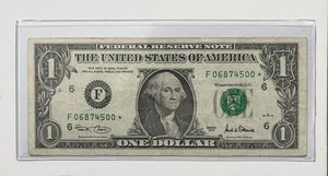 2001 $1 One Dollar Bill Star Note (F District) Atlanta F06874500* - Picture 1 of 2