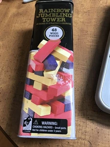 Rainbow Tumbling Tower 48 Teile Holz Spiel in Dose Cardinal Ind. Ab 6 Jahren - Bild 1 von 11