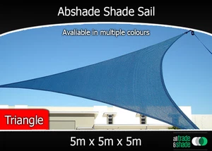 Abshade Shade Sail Triangle 5m x 5m x 5m in multiple colours - Picture 1 of 6
