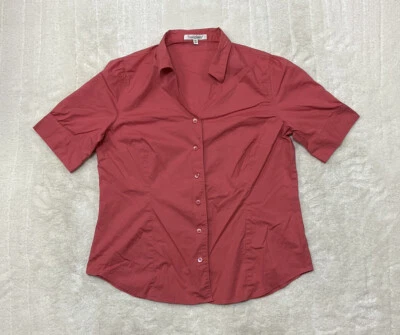Travelsmith Womens Size XL Short Sleeve Button Up Coral Peach Blouse  - Imagem 1 de 4