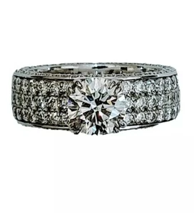 GIA Certified 4.31tcw D-FLAWLESS/Type IIa Round Cut 3-EX Diamond 18K White Ring - Picture 1 of 11
