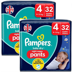 Pantalones de nappy de noche secos para bebé talla 4, 64 pañales de noche