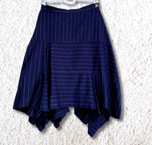 Falda Asimétrica Vivienne Westwood Rayas Azul Marino L Diseño Único - Imagen 1 de 8