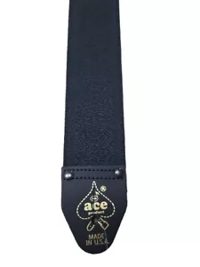D'Andrea Ace Embossed Guitar Strap, Black - Picture 1 of 3