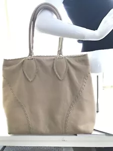 ALAIA -- Large Beige Leather Tote Pink Lining Rolled Handles Signature Details - Picture 1 of 11
