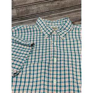 LL Bean Men’s Short Sleeve Button Down Seersucker Tradition Fit Blue White Large - Picture 1 of 5