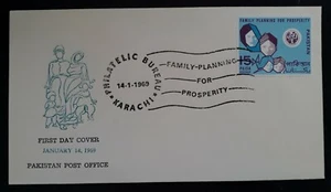 1969 Pakistan Family Planning for Prosperity FDC ties 15P stamp with cachet - Picture 1 of 2