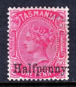 TASMANIA — SCOTT 65 (SG 167) — 1889 1⁄2d RECARGO P14 — USADO — SCV $25 - Imagen 1 de 2