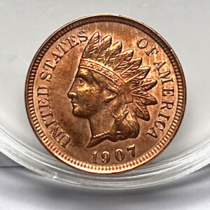 Uncirculated 1907/07 RPD Indian Head Cent S-9 1C Penny MS RD