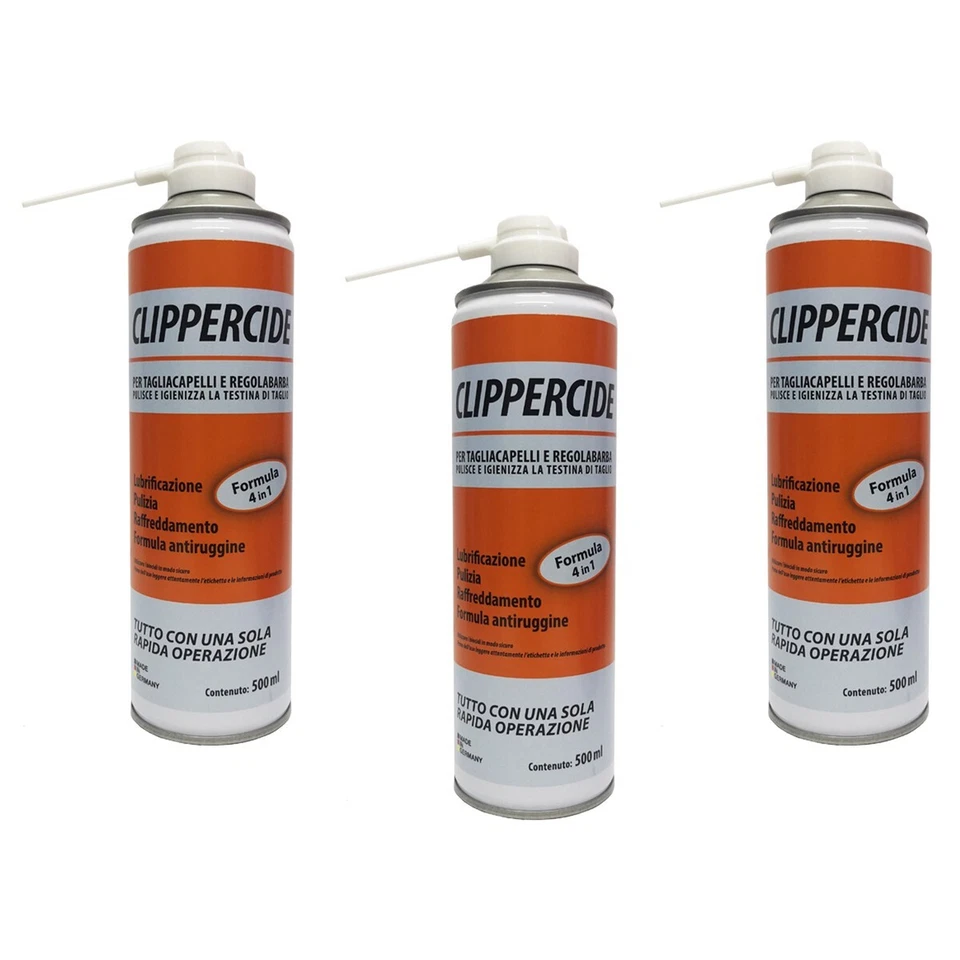 3pz Lubrificante igienizzante Clippercide Spray tagliacapelli/regolabarba 500ml - Immagine 1 di 4