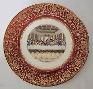 Vintage Imperial Salem China Co LETZTES ABENDESSEN Teller 23 Kt Gold USA - Bild 1 von 5