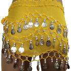 3 Rows Belly Dance Hip Scarf Golden Silver Tone Coins  Belt Chain Dancing Skirt
