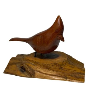 One Of A Kind Cardinal Bird Wood Carving - Picture 1 of 8