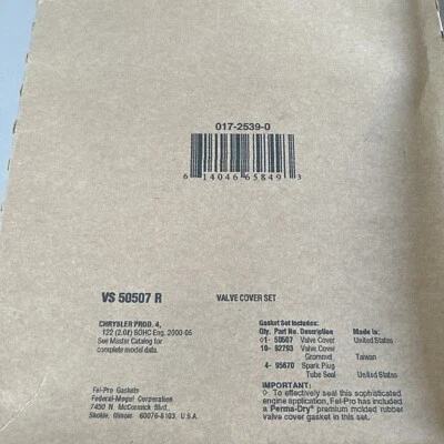 Junta de cubierta de válvula VS 50507 R Felpro para Dodge Neon Stratus Plymouth Cirrus 2000 Foto 1 de 2
