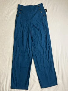 Black History Month X House Of AAMA Donna Chino Alto Pull-On XS Blu - Foto 1 di 6
