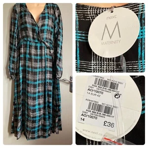 Next size 14 R Maternity Blue Black Long Sleeved dress new Pregnancy Womens - Picture 1 of 12