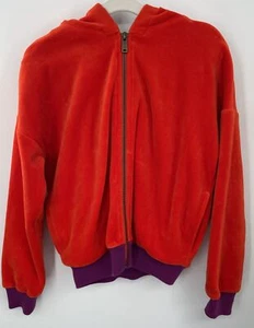 Sonia Rykiel girls neon orange velour w/ purple trim zip up sweatshirt sz 10Y - Picture 1 of 4