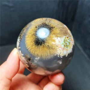 TOP 320G Natural Beautiful Golden Hair Rutilated Crystal Ball Healing R1351 - Picture 1 of 16