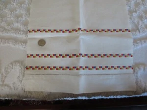 4474. Colorful WOVEN STRIPE Linen or Cotton RUNNER FABRIC - 13" x 55" - Picture 1 of 3