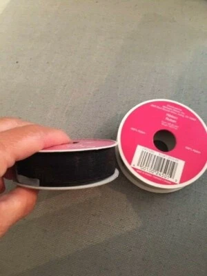 (2) Michael's Craft Narrows 7/8" SHEER BLACK WIRED Satin Ribbon 9ft EACH NEW  - Image 1 of 3