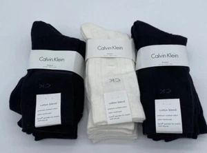 Calvin Klein Women’s 4-Pack Crew Socks BLACK / IVORY Sz 6 - 9.5 Lot 3 Pkgs NEW - Picture 1 of 4