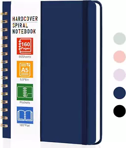 Spiral Notebook, 160 Pages A5 Lined Hardcover Notebook, 5.5 X 8In Spiral Journal - Picture 1 of 7