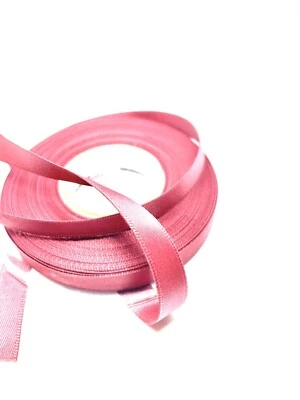 Rose Pink Double Satin Ribbon 10mm 3/8” Per 2 Mtrs Woven Edge Poly Panda - Image 1 of 3